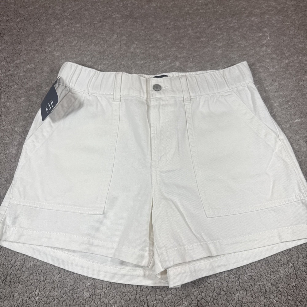 GAP Chino Shorts white Women's Pull-On Elastic Waist Pockets SIZE M NWT new